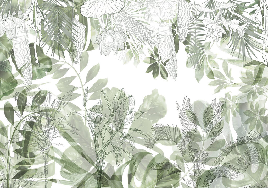 Folhas verdes em hastes — design completo