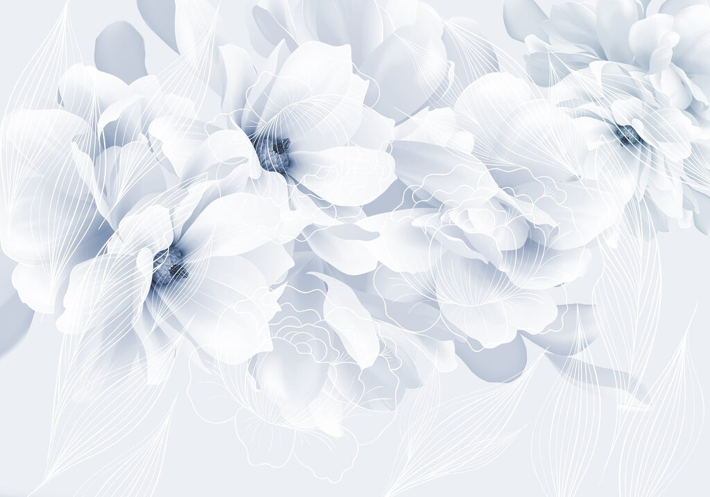 Flores de contorno suave — design completo