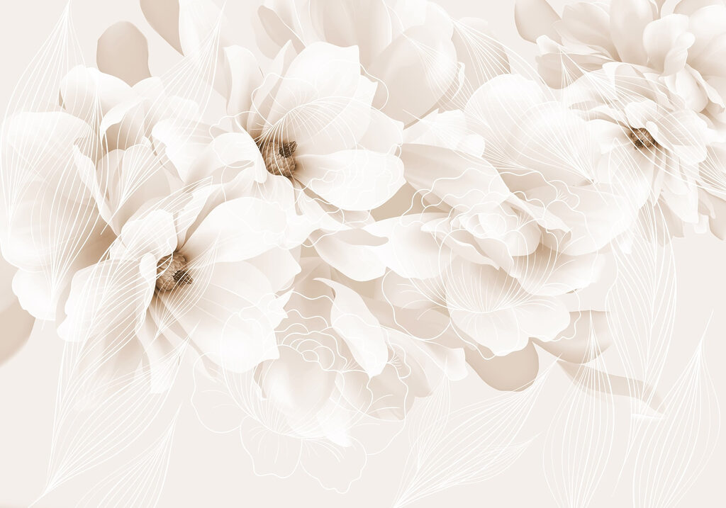 Flores de contorno suave — design completo