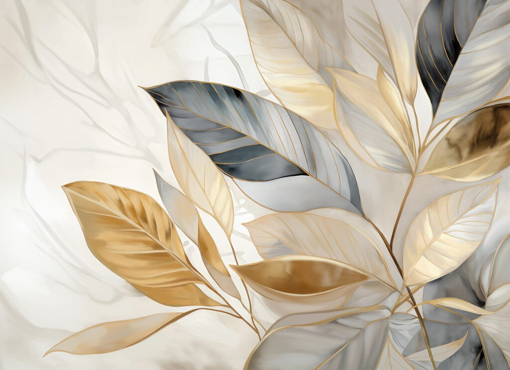Folhas douradas em ramos — design completo