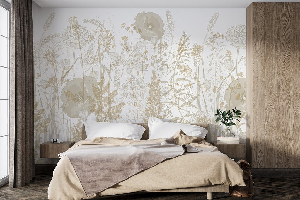 Flores silvestres em linhas num interior