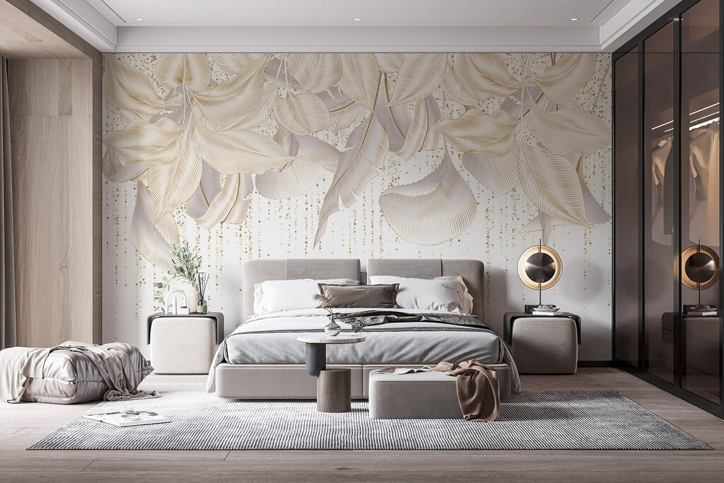 Folhas e fios dourados — interior 2