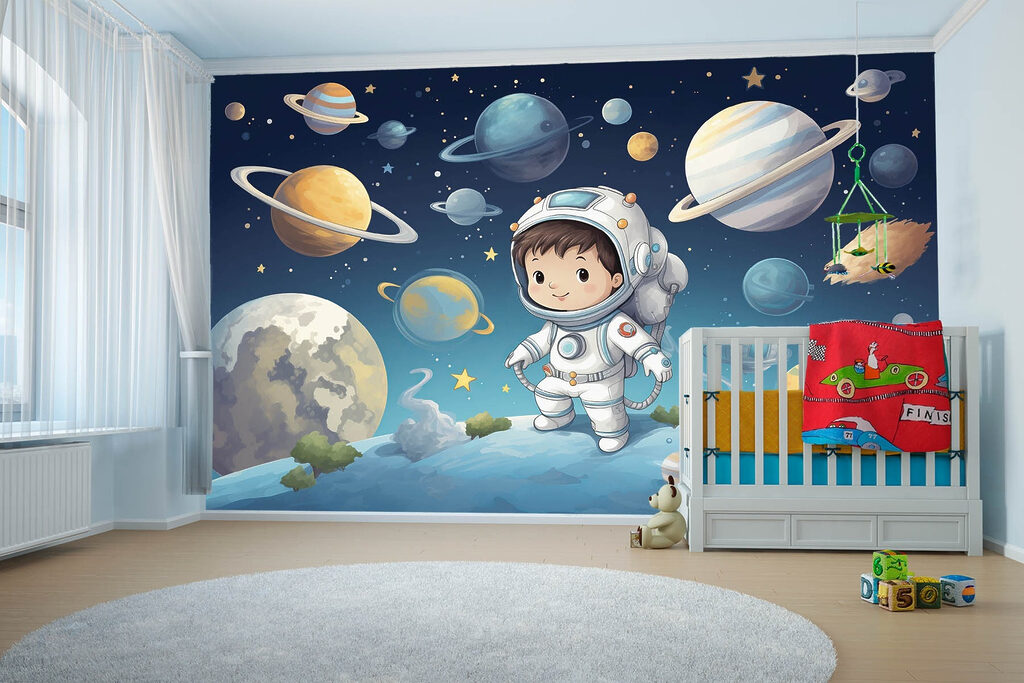 Astronauta entre planetas coloridos — interior 2