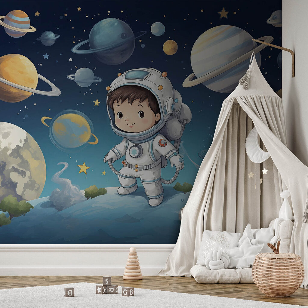 Astronauta entre planetas coloridos — interior 3