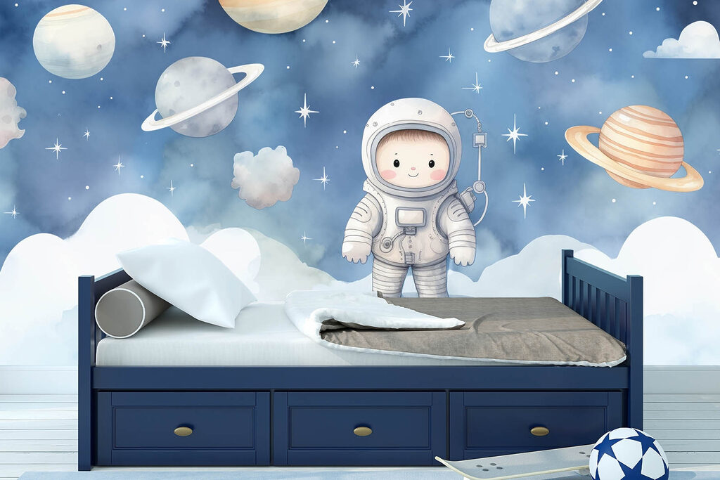 Astronauta sobre nuvens brancas — interior 1