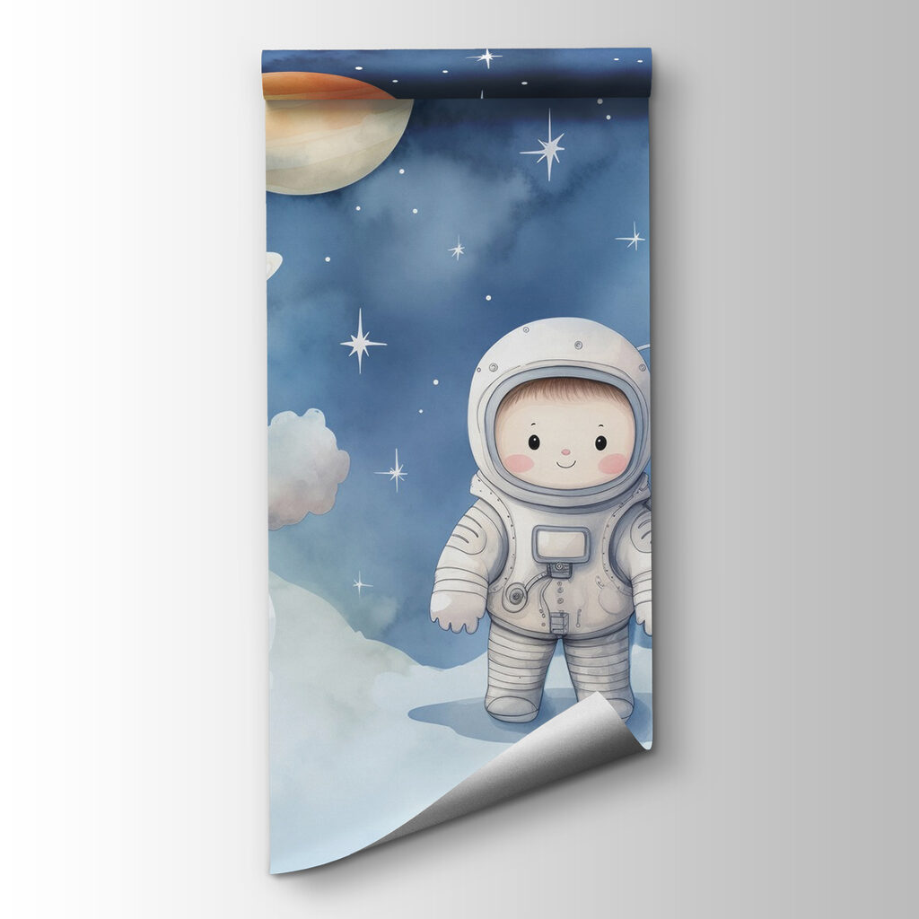 Astronauta sobre nuvens brancas — vista do produto