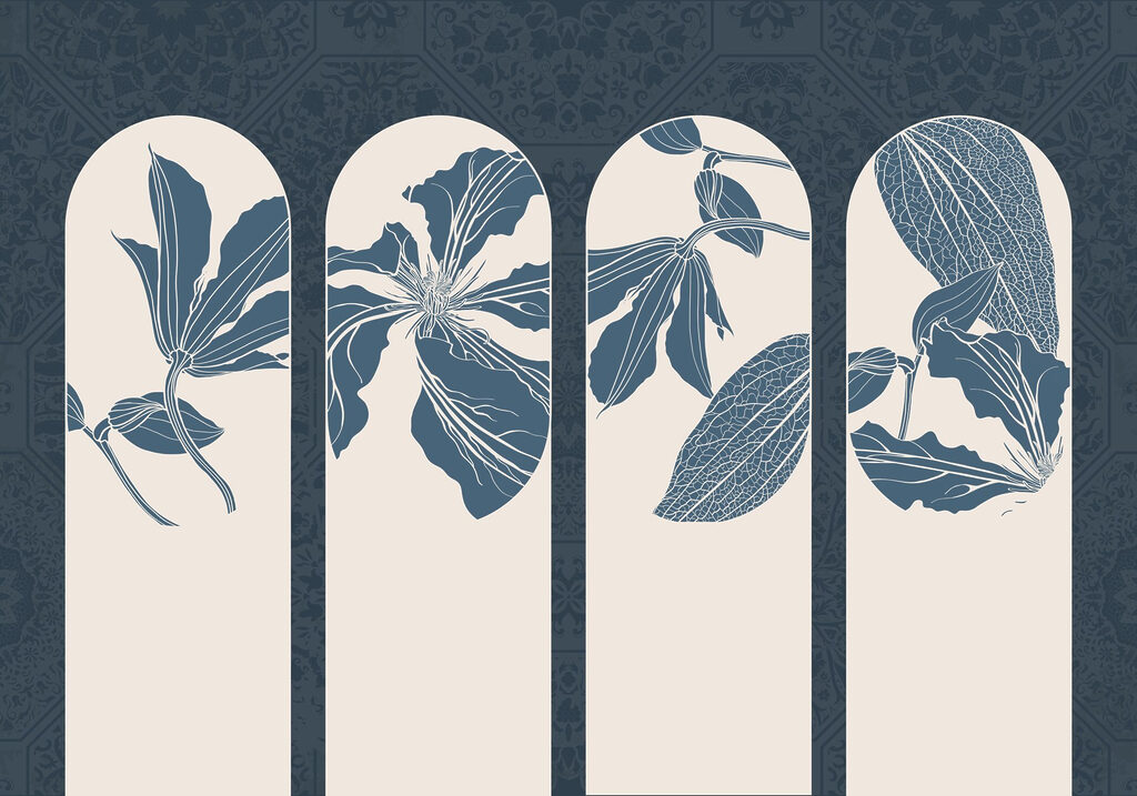 Quatro arcos com flores — design completo
