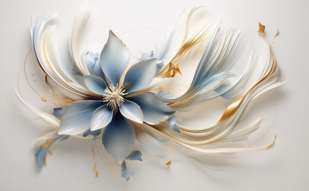 Flor entre formas sinuosas — design completo