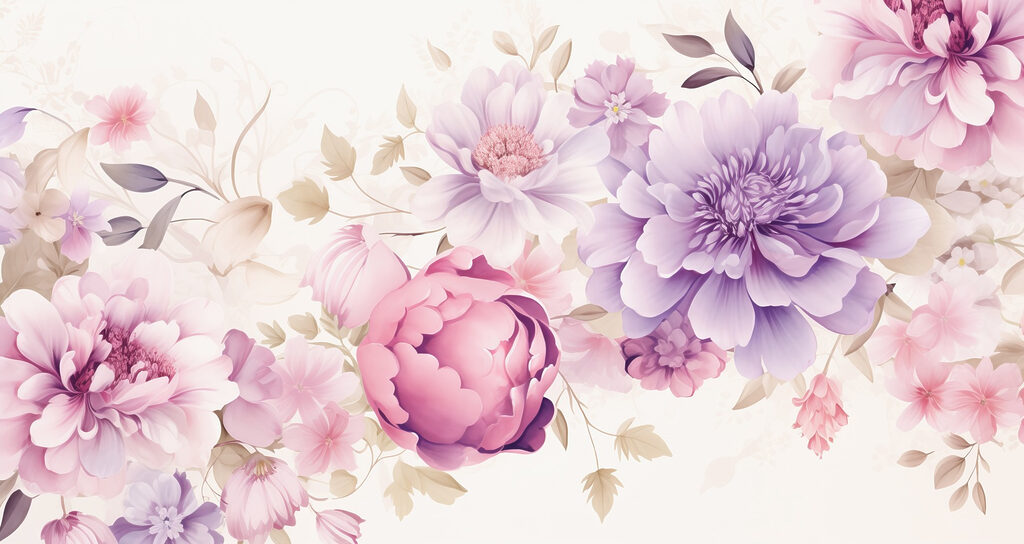 Grinalda de flores roxas — design completo