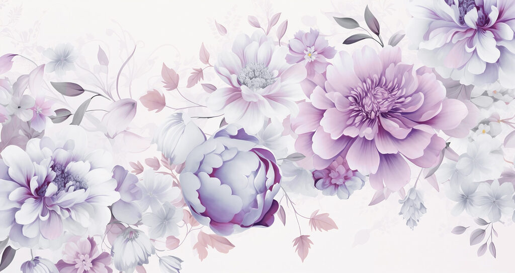 Grinalda de flores roxas — design completo