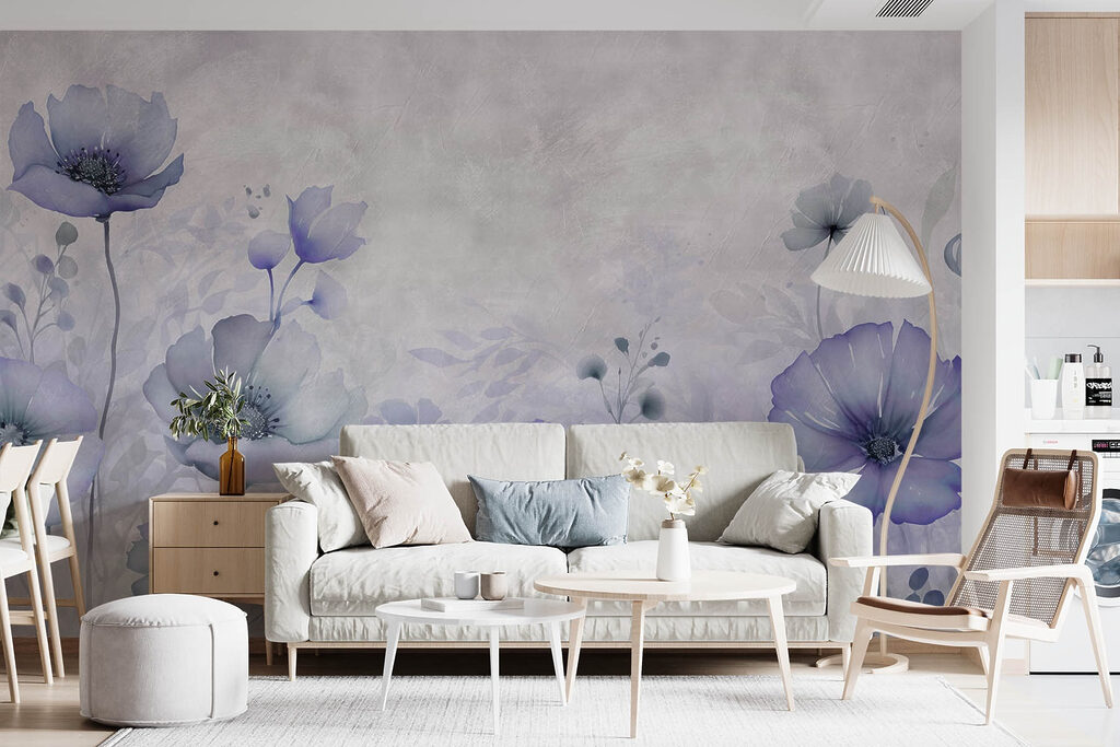 Flores silvestres em névoa num interior