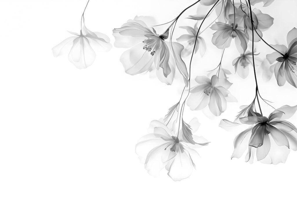 Flores pendentes em ramos — design completo