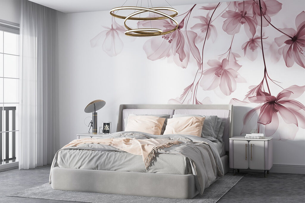 Flores pendentes em ramos num interior