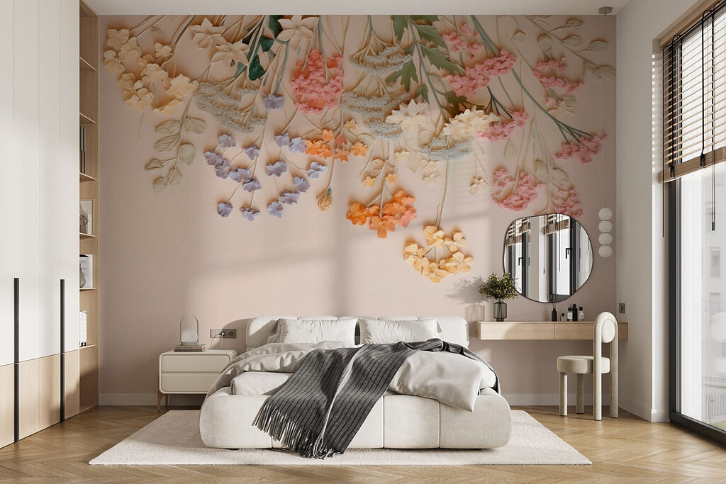 Flores pendentes em rosa — interior 1