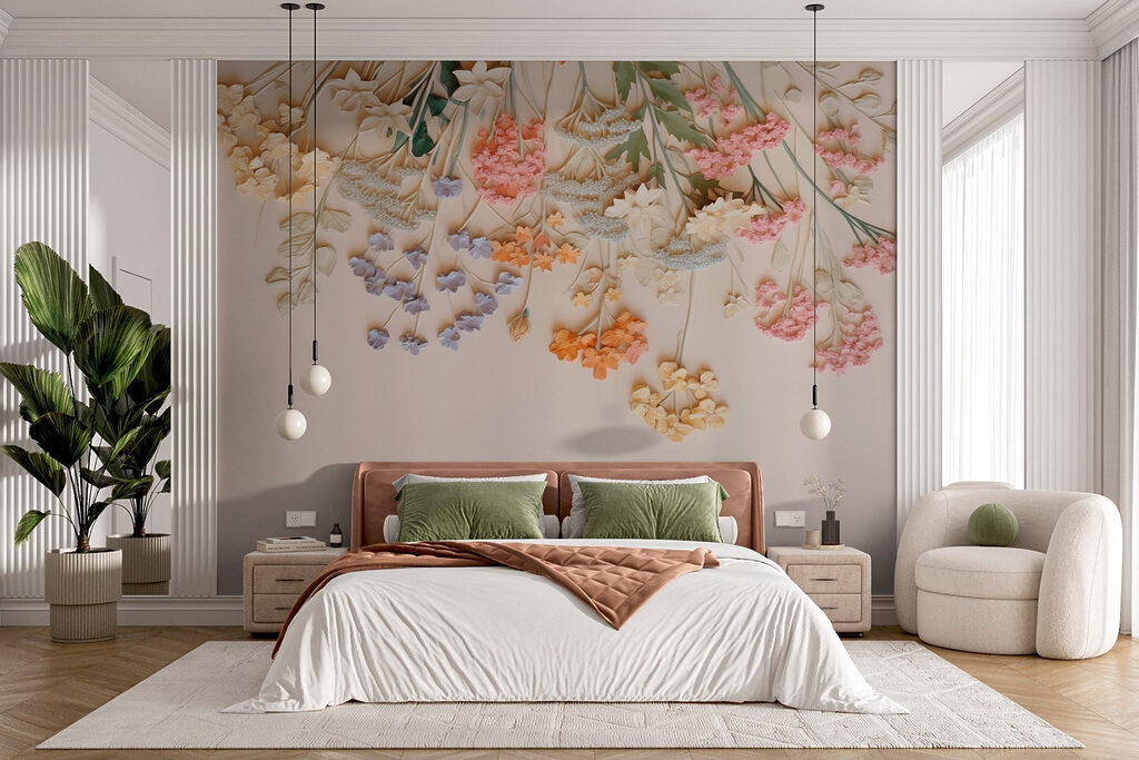 Flores pendentes em rosa — interior 2