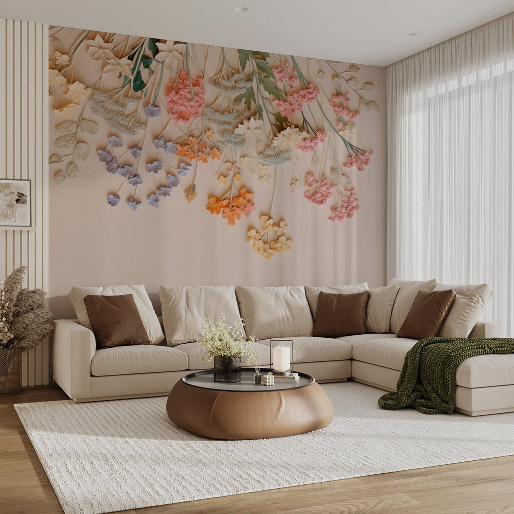 Flores pendentes em rosa — interior 3