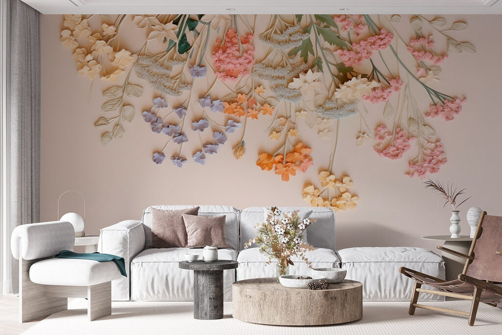 Flores pendentes em rosa — interior 4