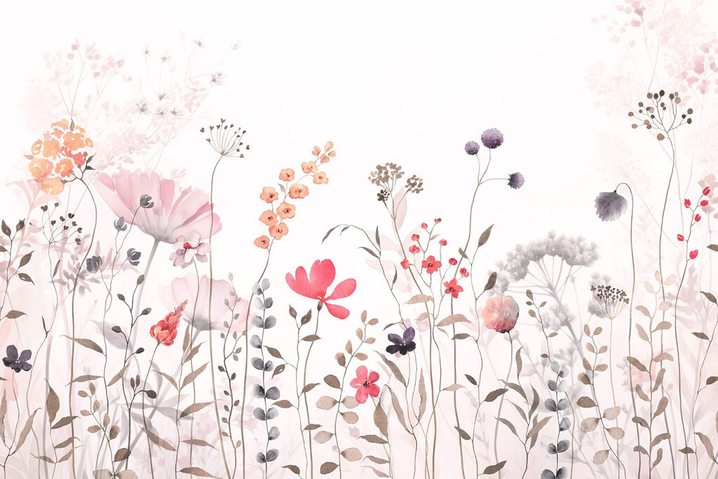 Flores silvestres cor-de-rosa — design completo