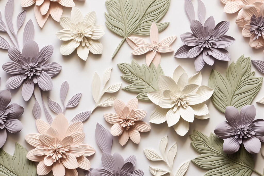 Flores coloridas em relevo — design completo