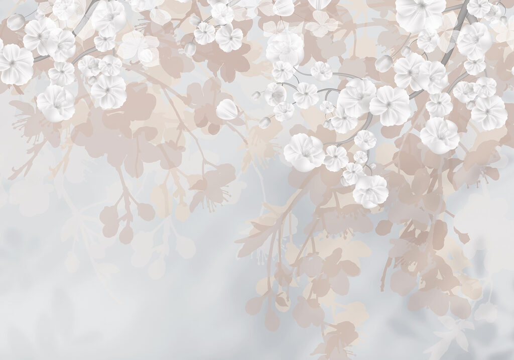 Flores brancas em cachos — design completo