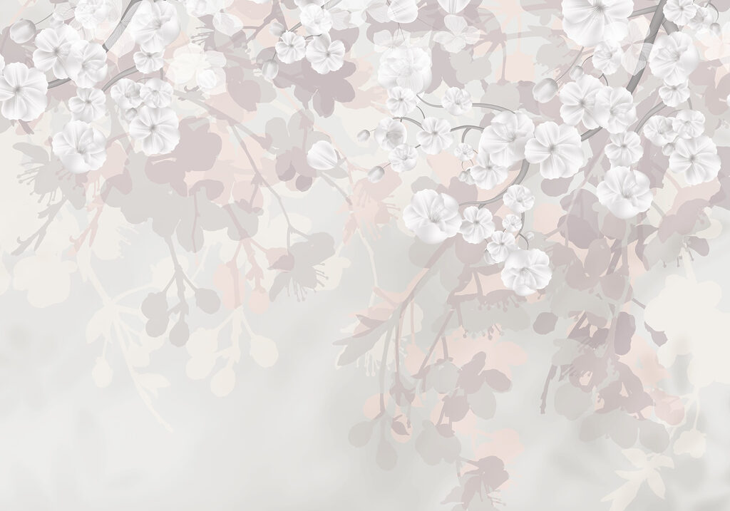 Flores brancas em cachos — design completo