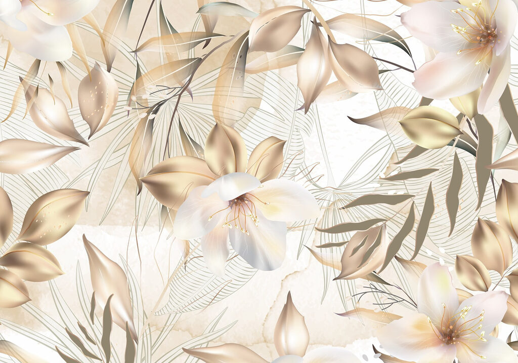Flores tropicais em diagonal — design completo