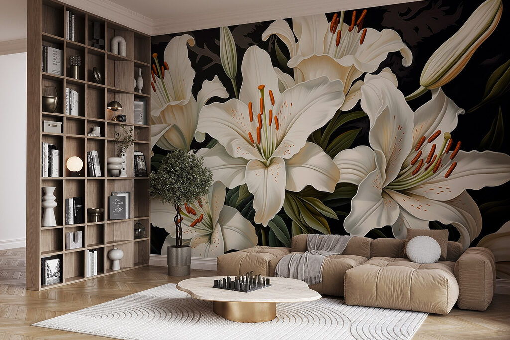 Lírios brancos sobre preto — interior 4