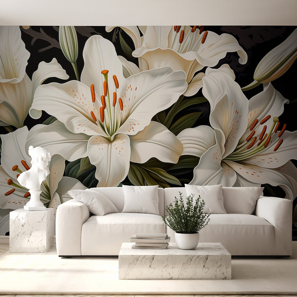 Lírios brancos sobre preto — interior 5