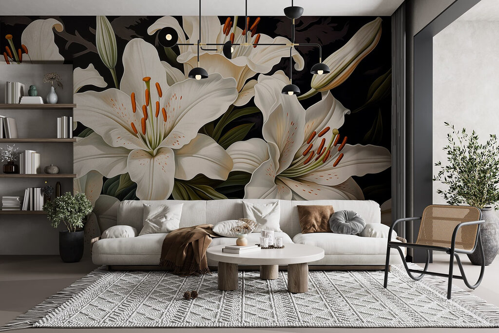 Lírios brancos sobre preto — interior 6
