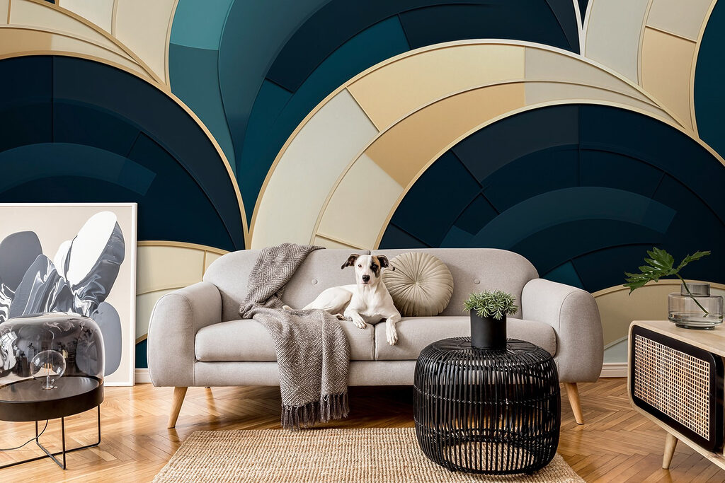 Arcos azuis com dourado — interior 1