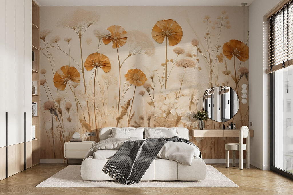 Flores douradas sobre erva — interior 3