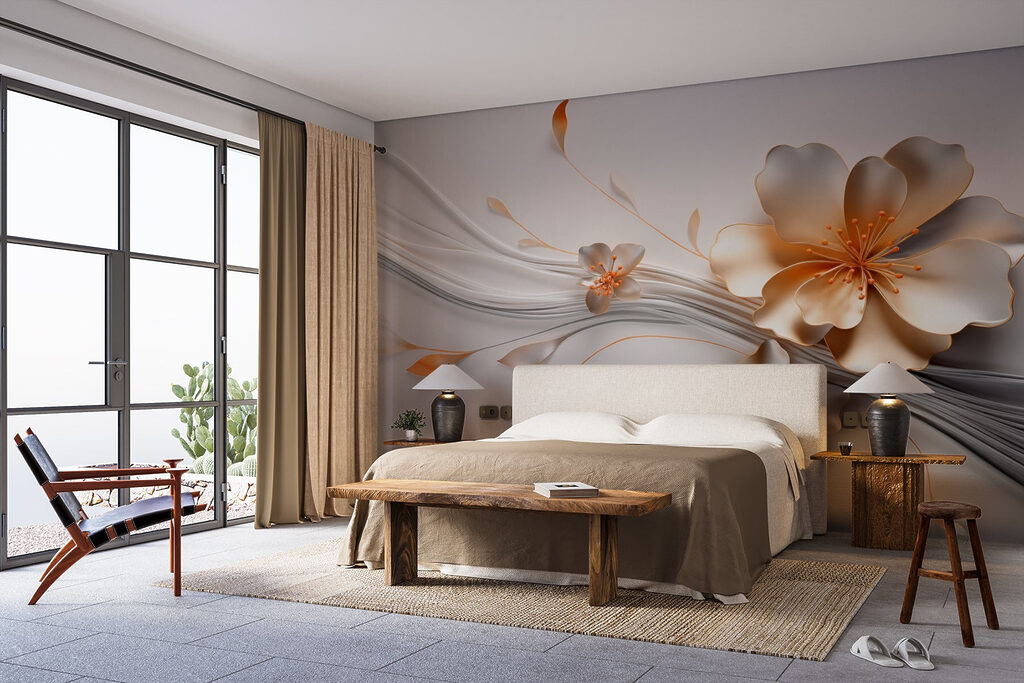 Flor dourada entre linhas — interior 1
