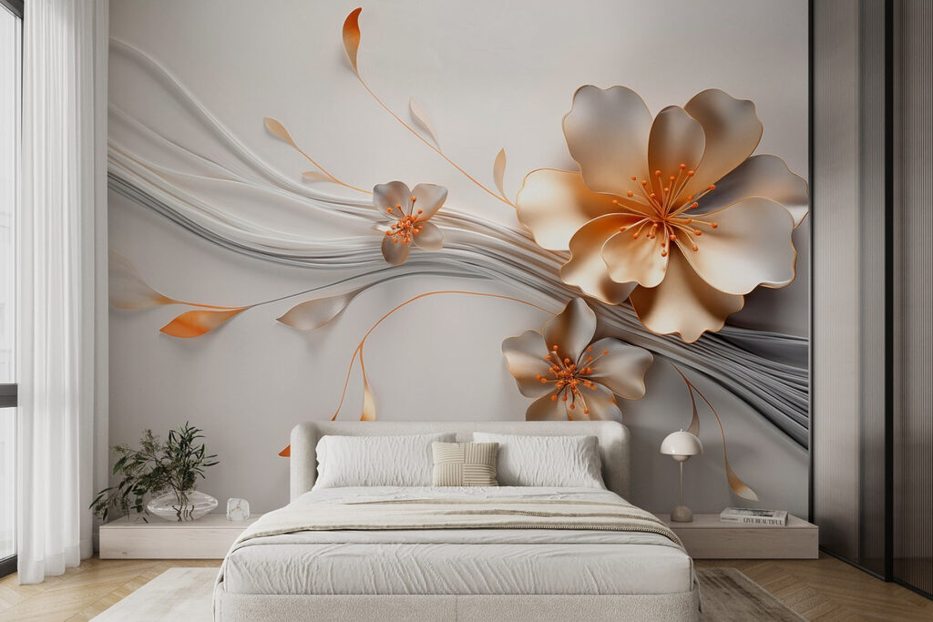 Flor dourada entre linhas — interior 2