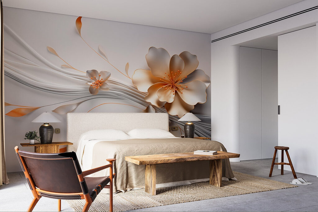 Flor dourada entre linhas — interior 3