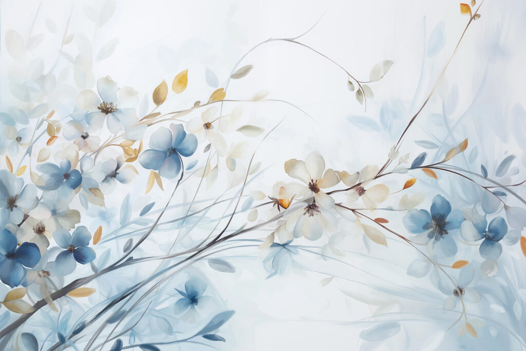 Flores em ramos curvos — design completo