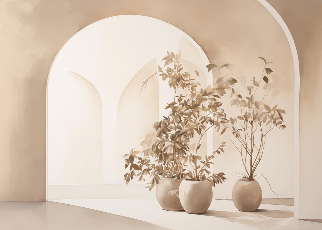 Ramos sob um arco — design completo