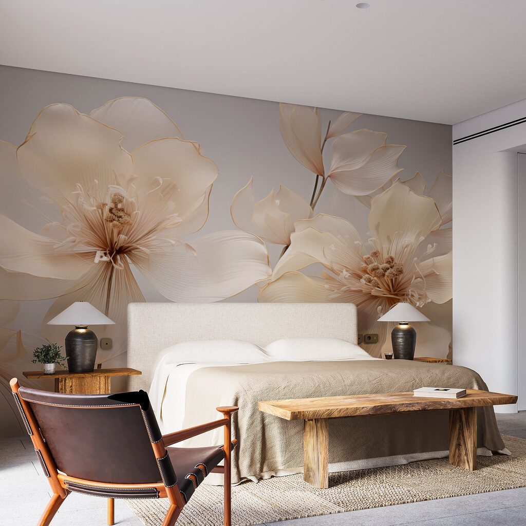 Flores claras sobre cinzento — interior 1