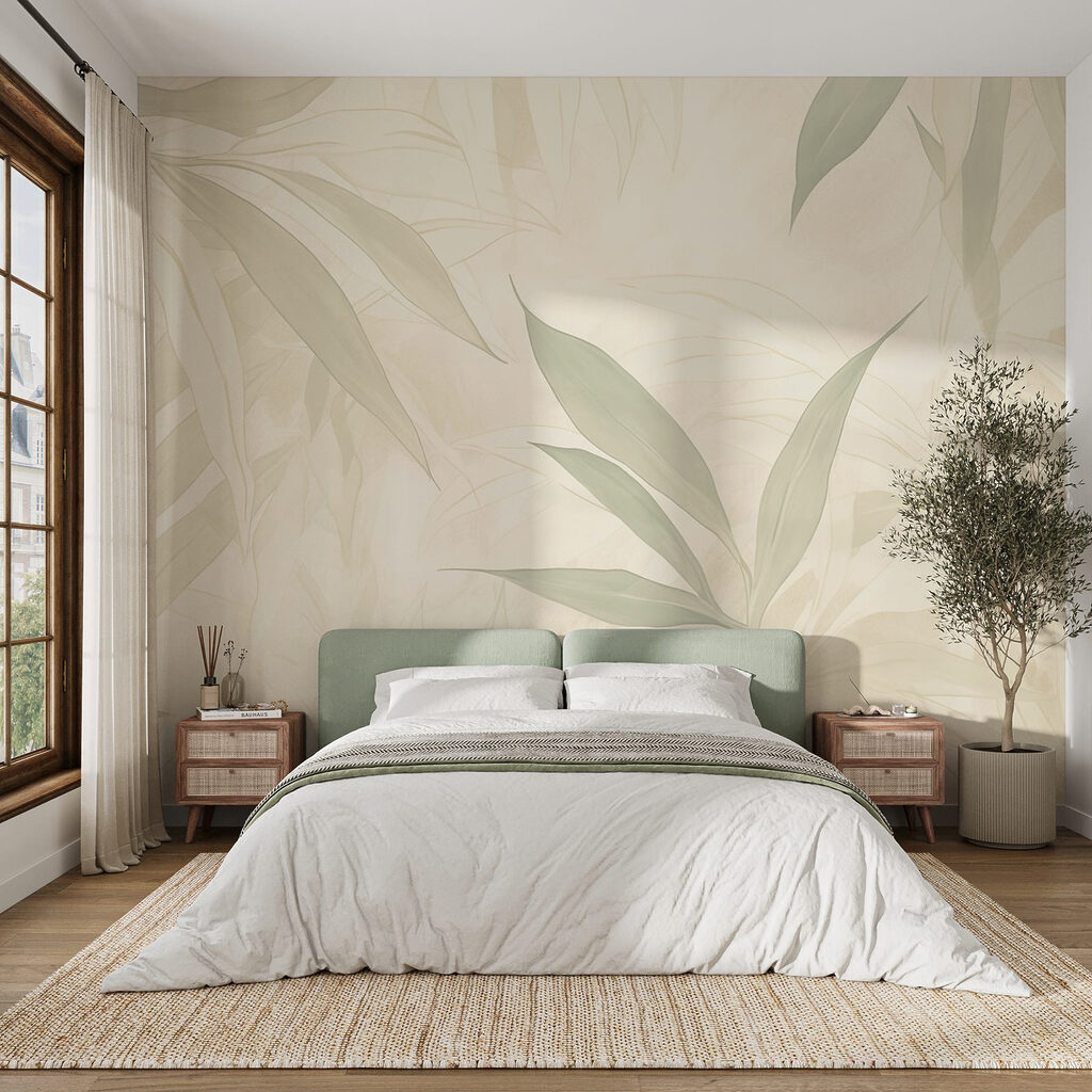 Folhas pálidas em verde-creme — interior 5