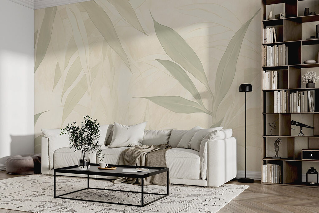 Folhas pálidas em verde-creme — interior 7