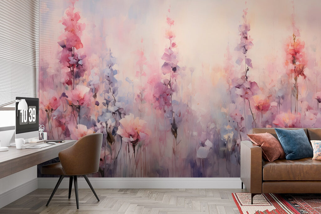 Flores rosa em pastel — interior 1