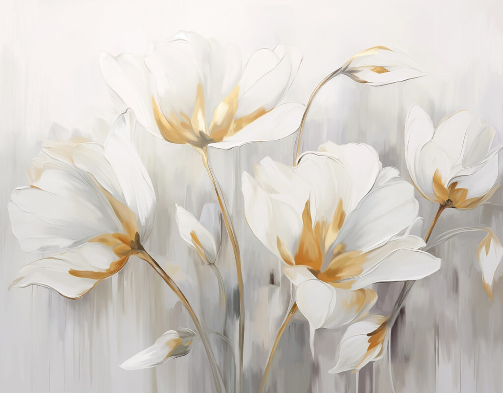 Tulipas brancas com dourado — design completo
