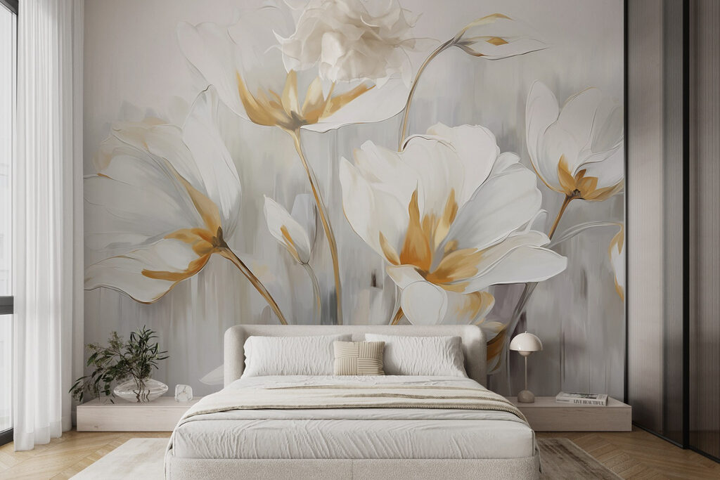 Tulipas brancas com dourado — interior 1