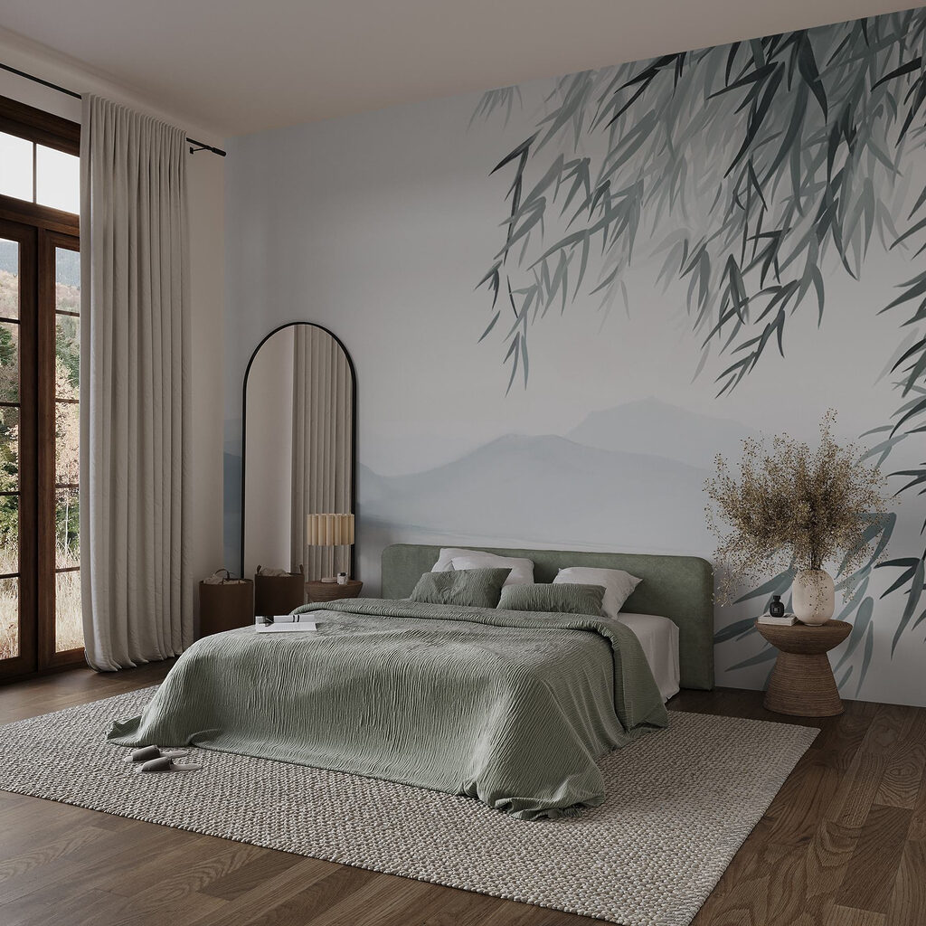 Bambu sobre água clara — interior 3