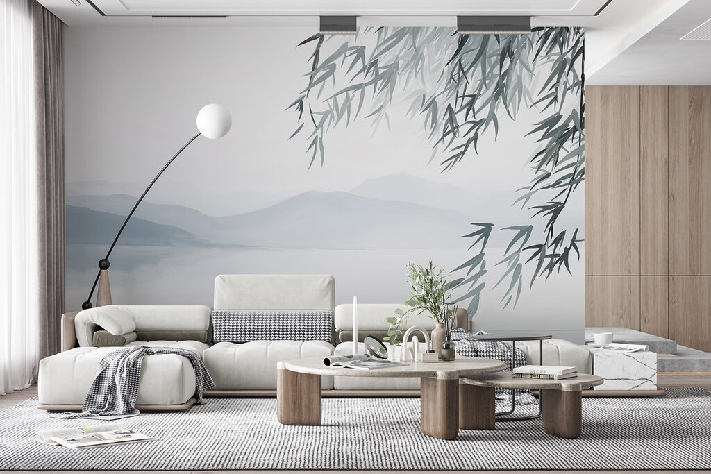 Bambu sobre água clara — interior 5