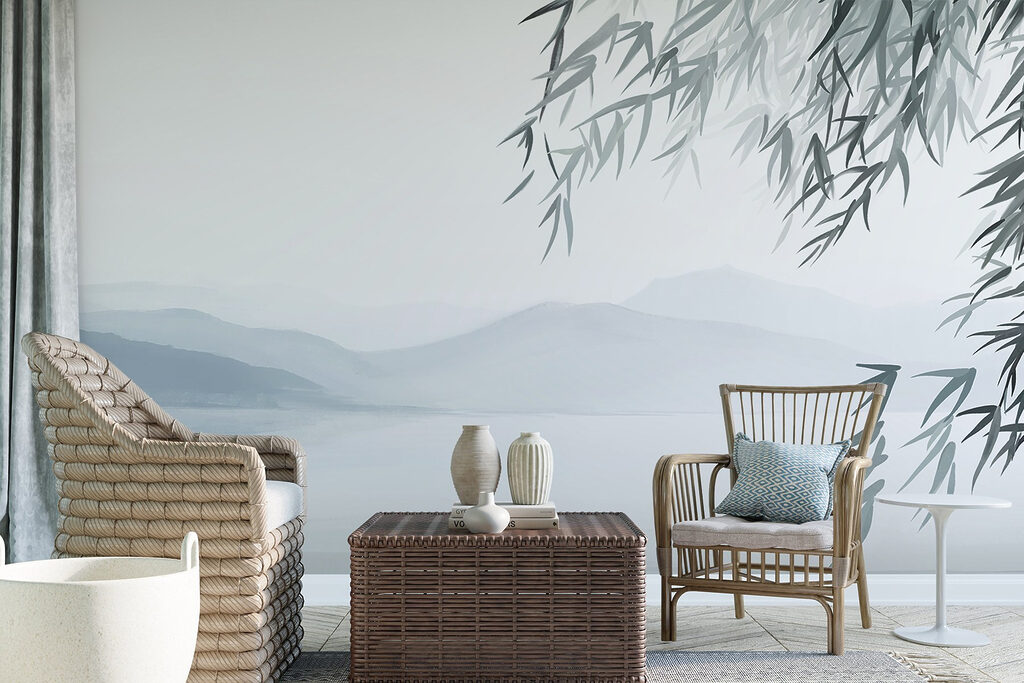 Bambu sobre água clara — interior 6
