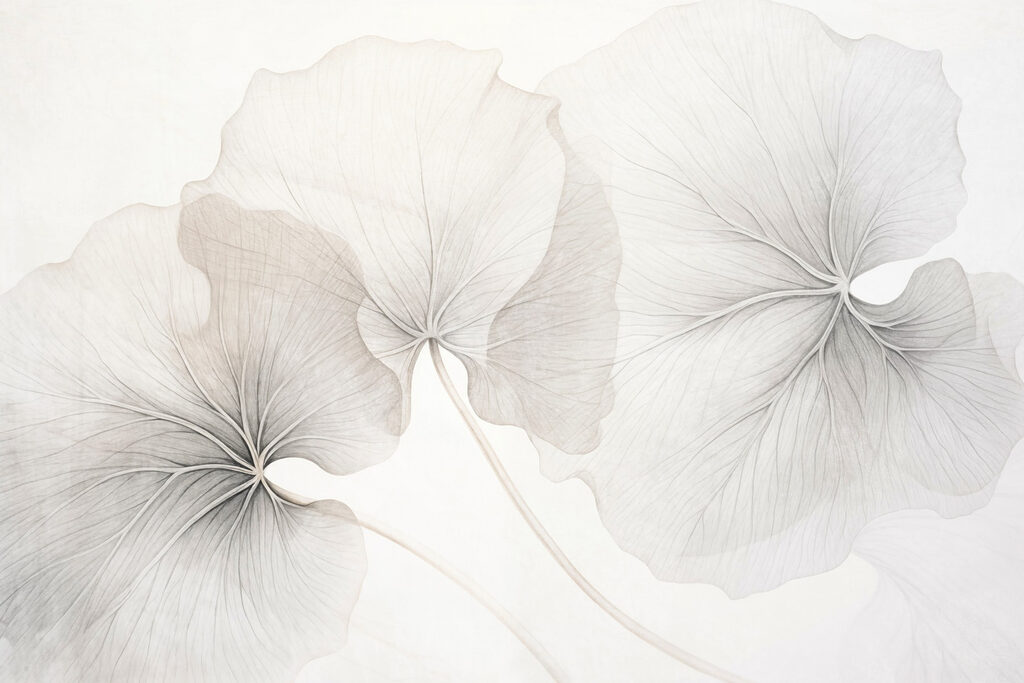 Ginkgo em lápis cinzento — design completo