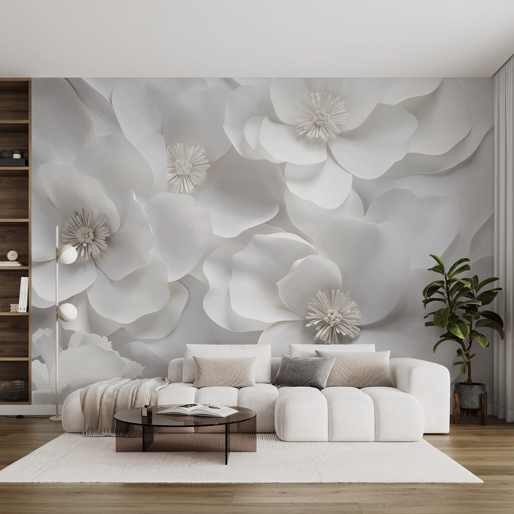 Flores brancas, pétalas largas — interior 5