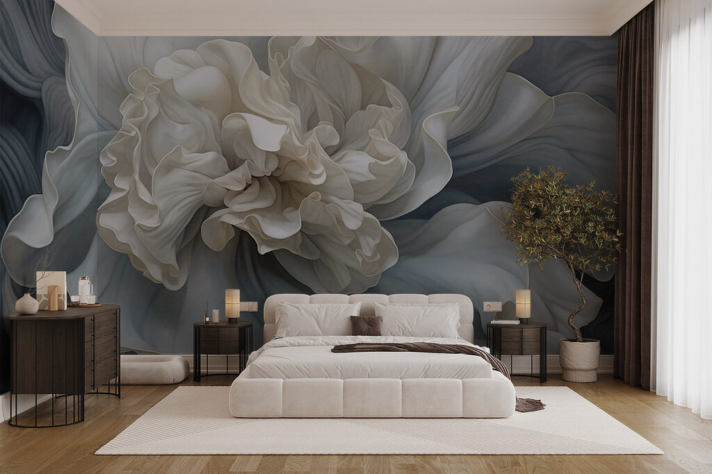 Flor branca em azul — interior 1