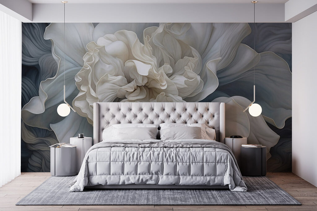 Flor branca em azul — interior 4