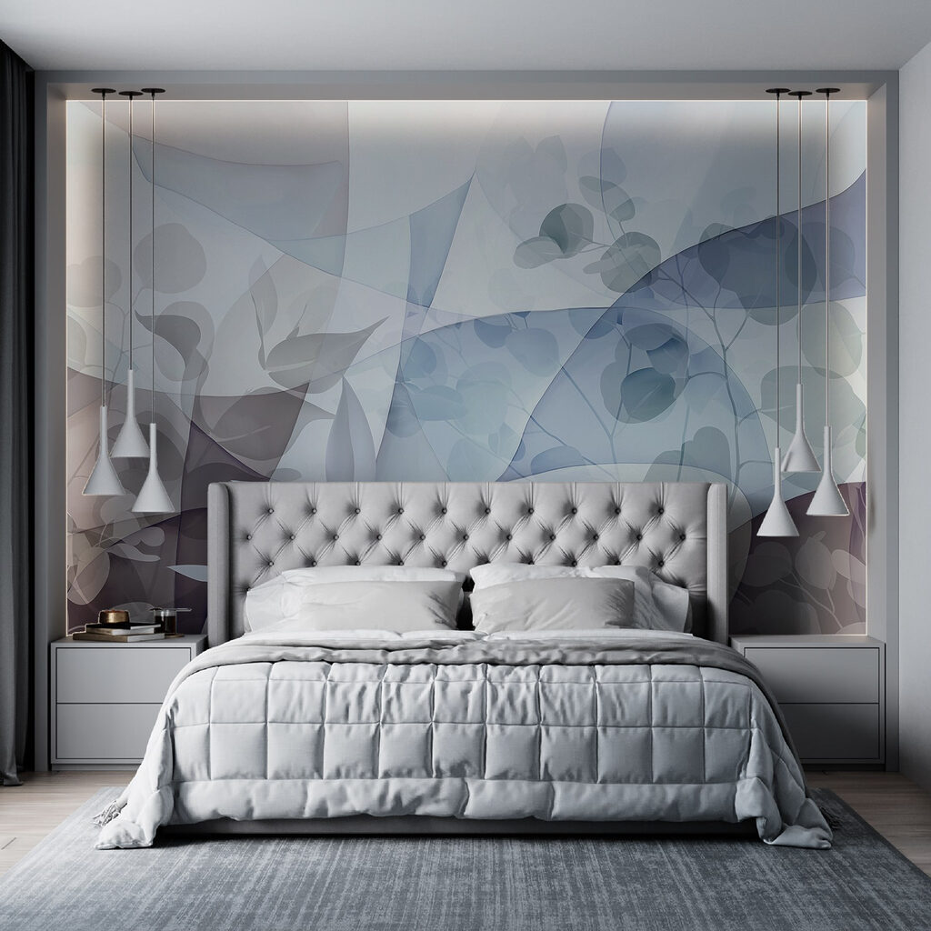 Manchas azuis com folhas — interior 3
